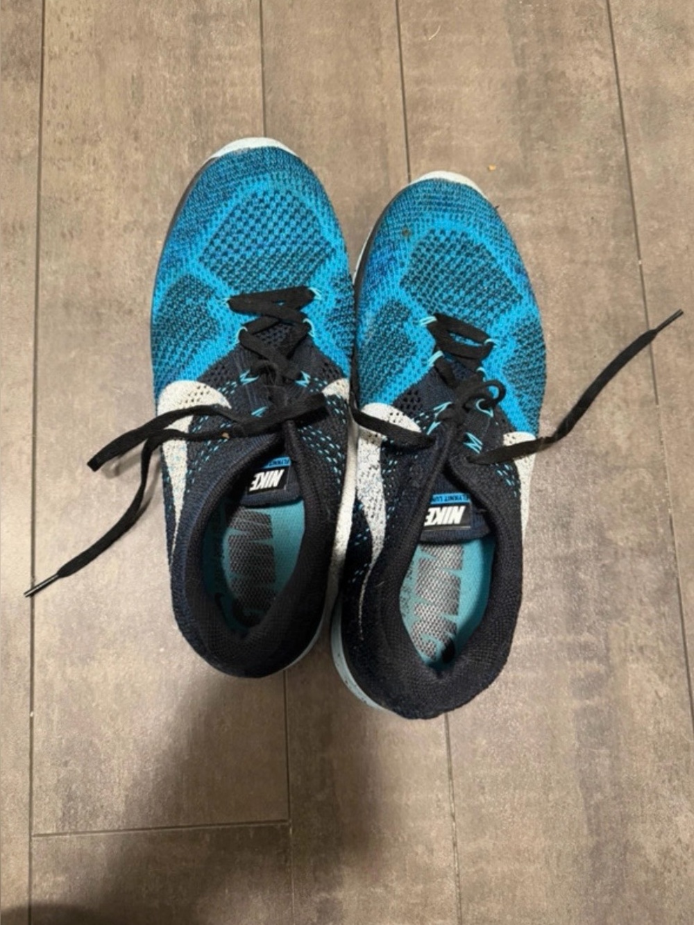 Nike Blue and Black Flyknit Running Shoes